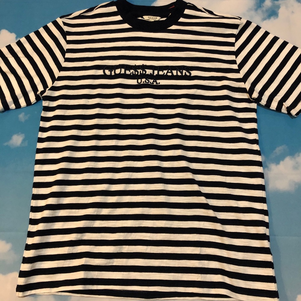 Guess x ASAP Rocky Striped Shirt Navy Blue/ White